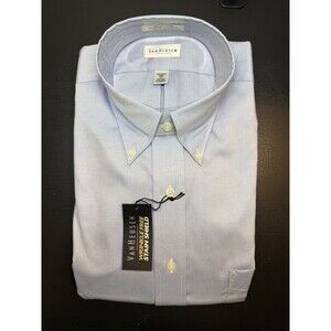 Van Heusen L/S Oxford Button Front Shirt Men's XL 17 - 32/33 Light Blue NWT
